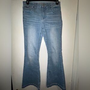 Hippie Girl Light Blue Denim Mid Rise Flared Jeans